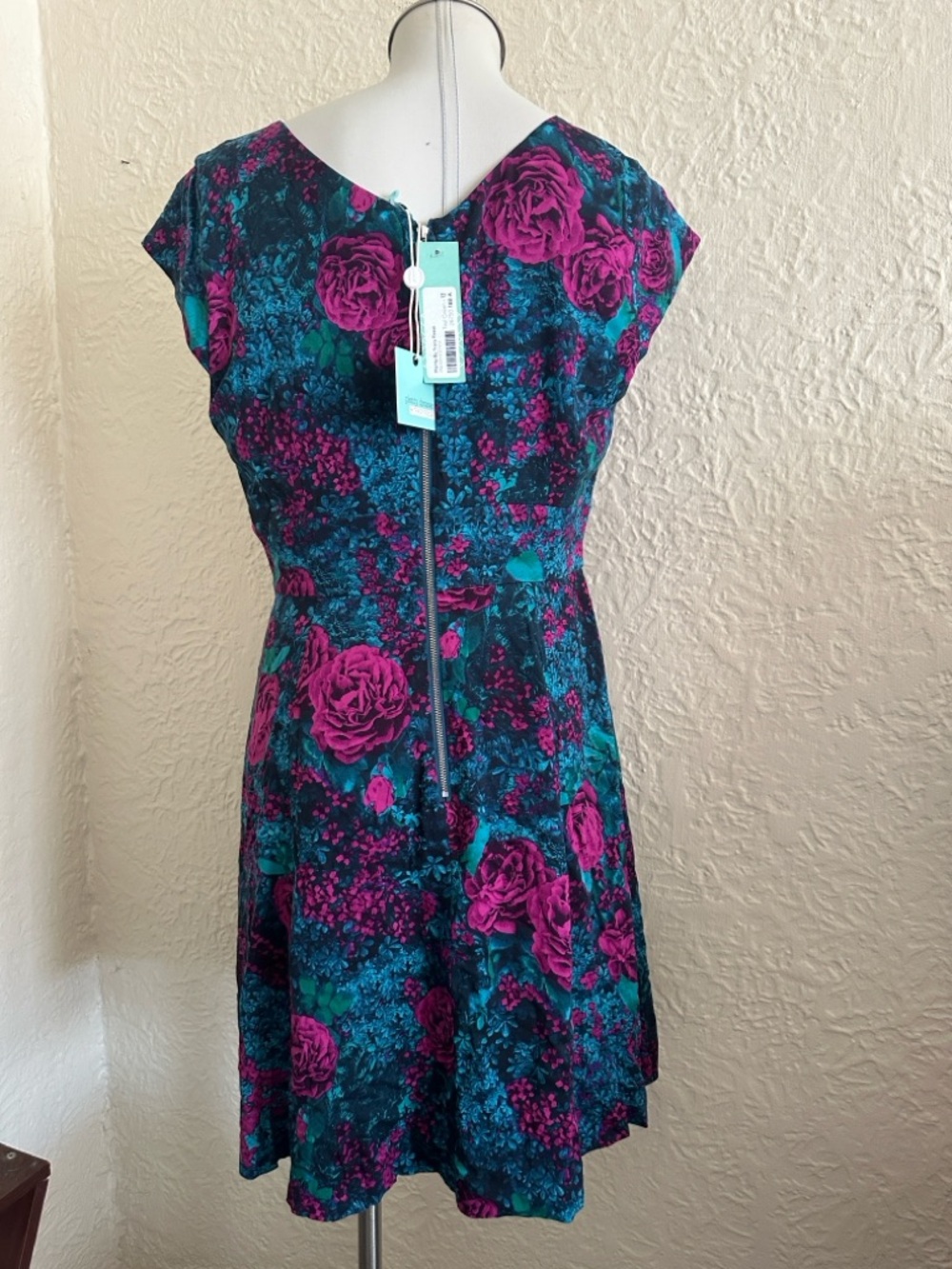 Plenty by Tracy Reese Mareena Dress 12 Blue Purple Floral Stitch Fix NWT - Picture 5 of 10